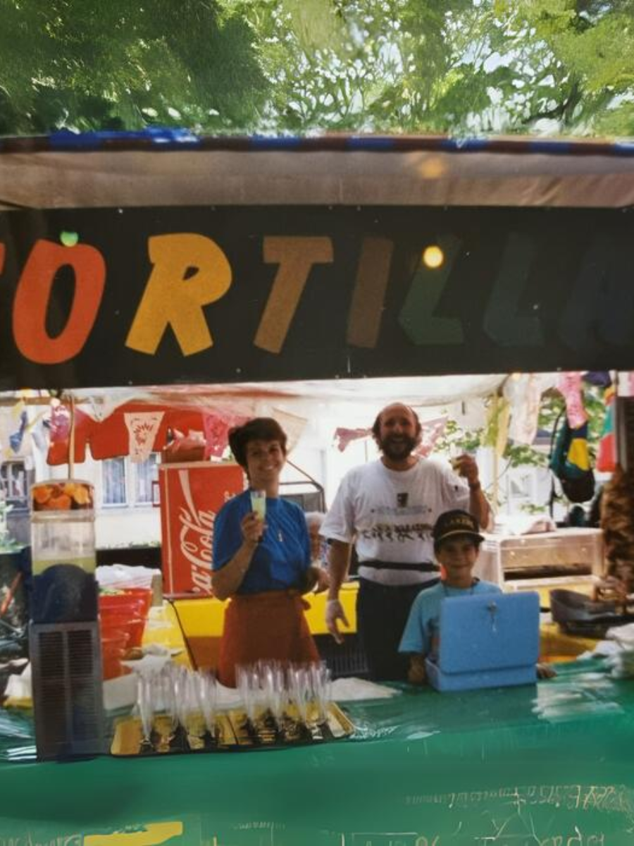 Anita & Fredy selling tortillas with Manuel